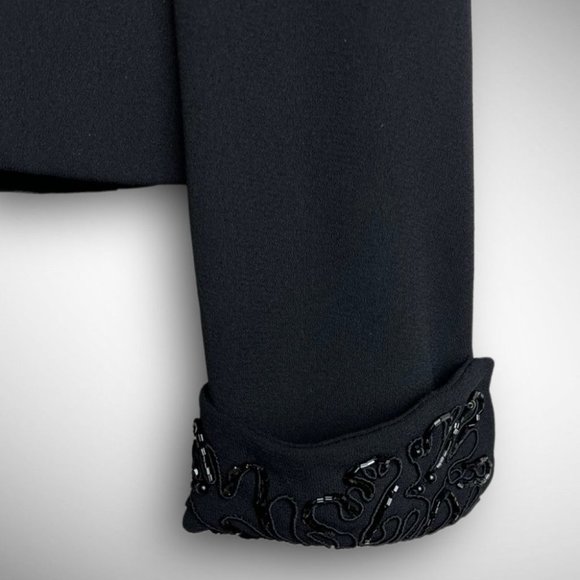 90s vintage Talbots black fitted women’s blazer w beaded trim sz L romantic goth - Picture 3 of 5